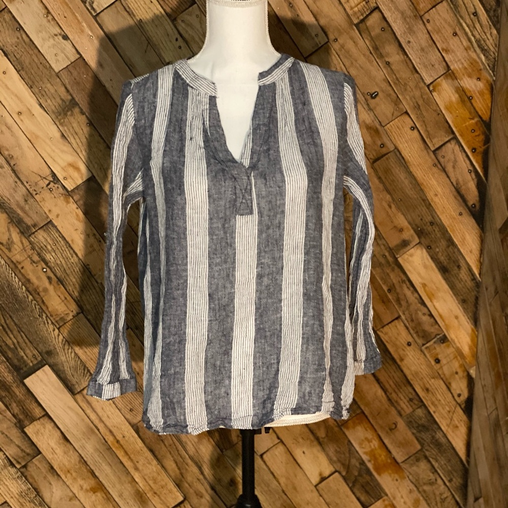 Old Navy Blue and White Striped Blouse